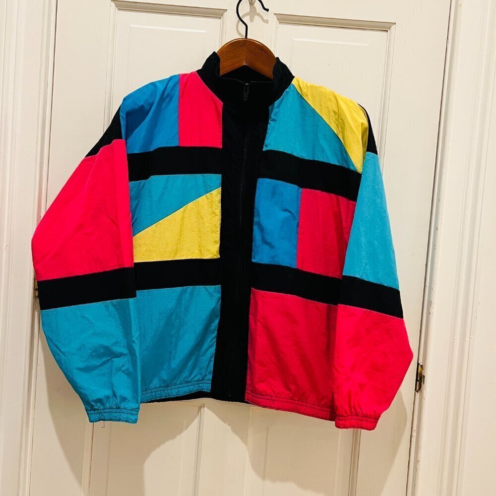 Vintage 80's Michele Palmer Windbreaker Jacket Womens Medium USA Full Zip